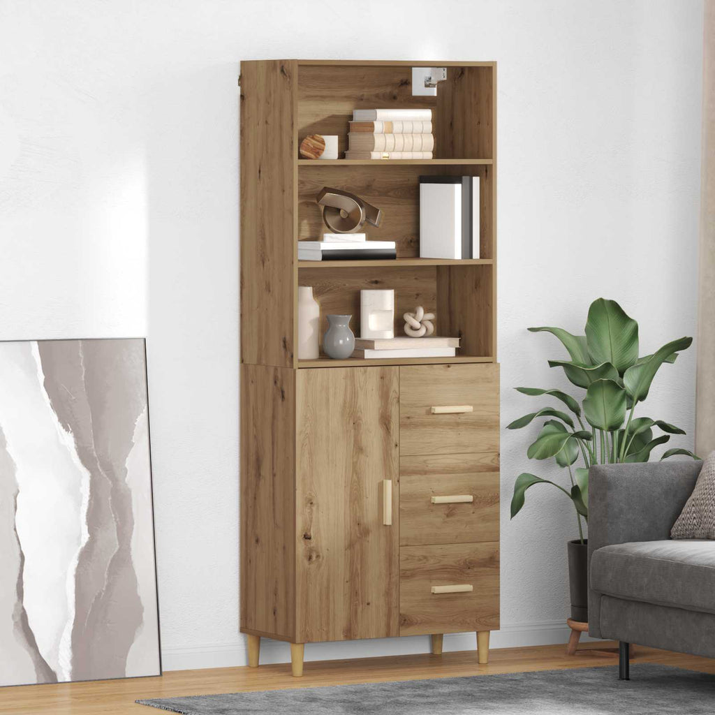 vidaXL Highboard z szufladą Dąb rzemieślniczy 69,5 x 32,5 x 180 cm