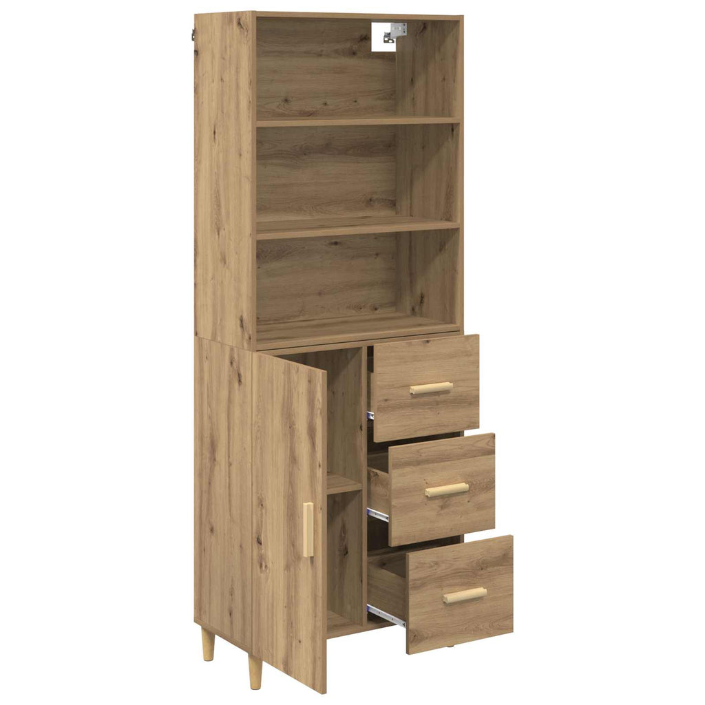 vidaXL Highboard z szufladą Dąb rzemieślniczy 69,5 x 32,5 x 180 cm