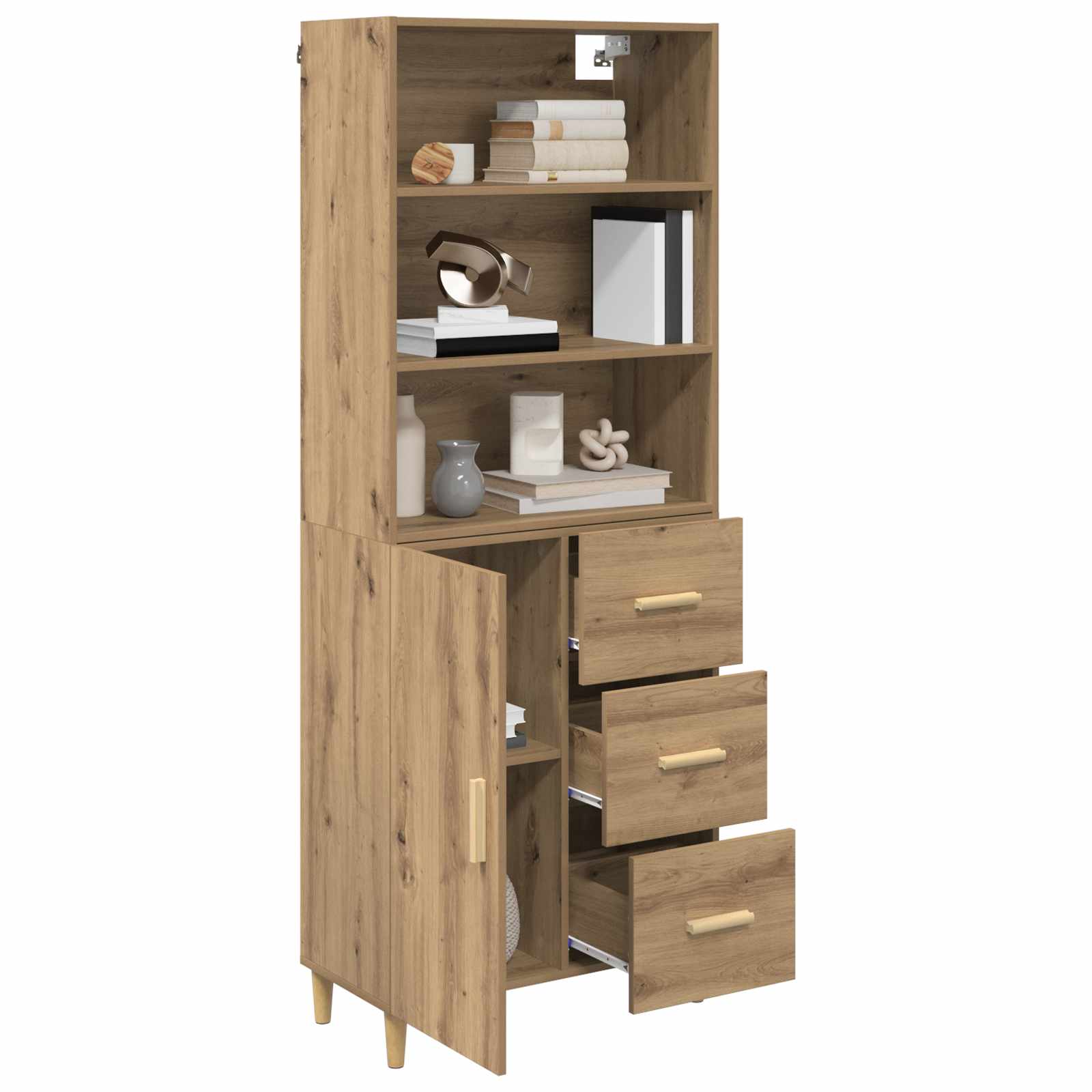 vidaXL Highboard z szufladą Dąb rzemieślniczy 69,5 x 32,5 x 180 cm