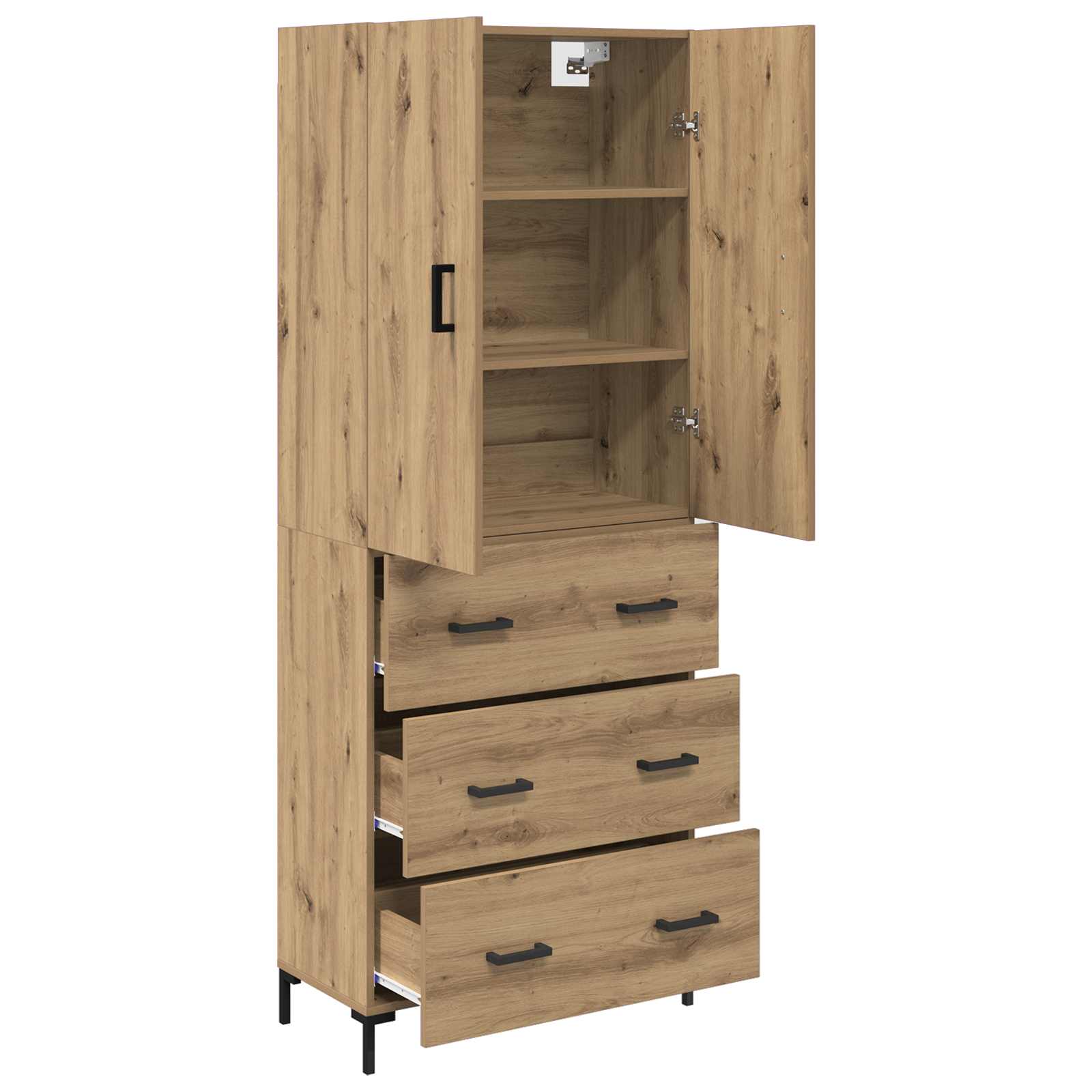 vidaXL Highboard z szufladą Dąb rzemieślniczy 69,5 x 34 x 180 cm