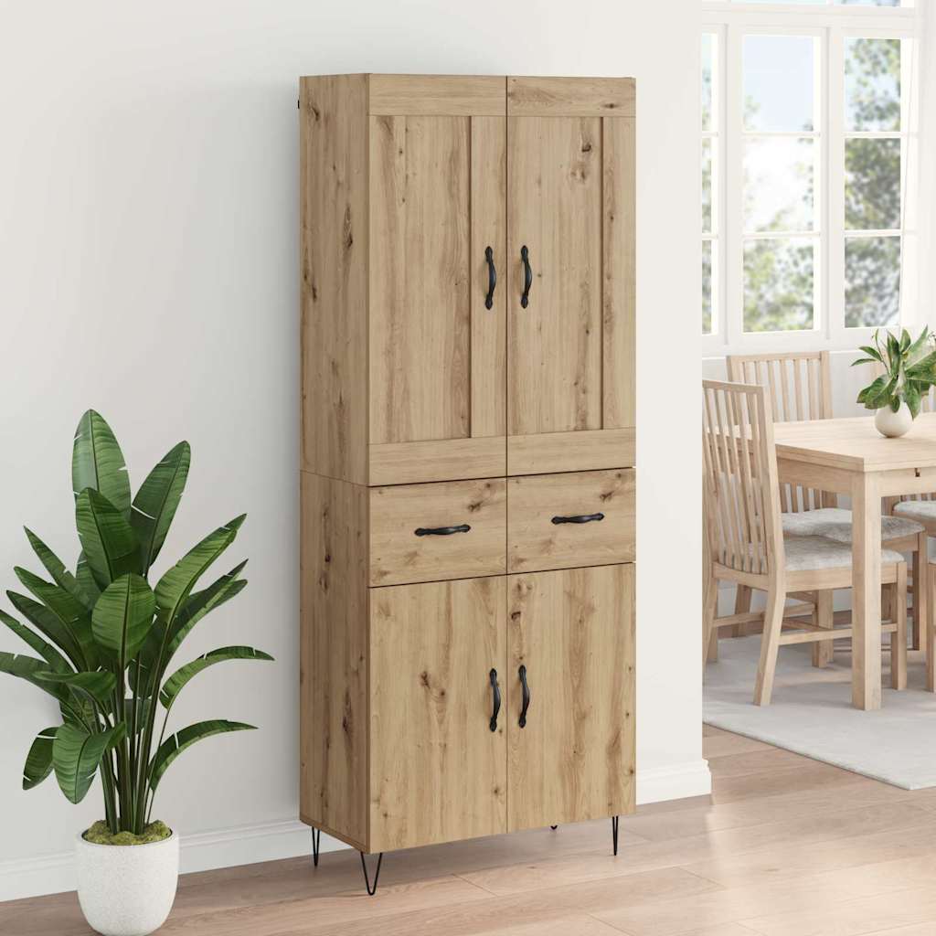 vidaXL Highboard Dąb rzemieślniczy 69,5 x 34 x 180 cm