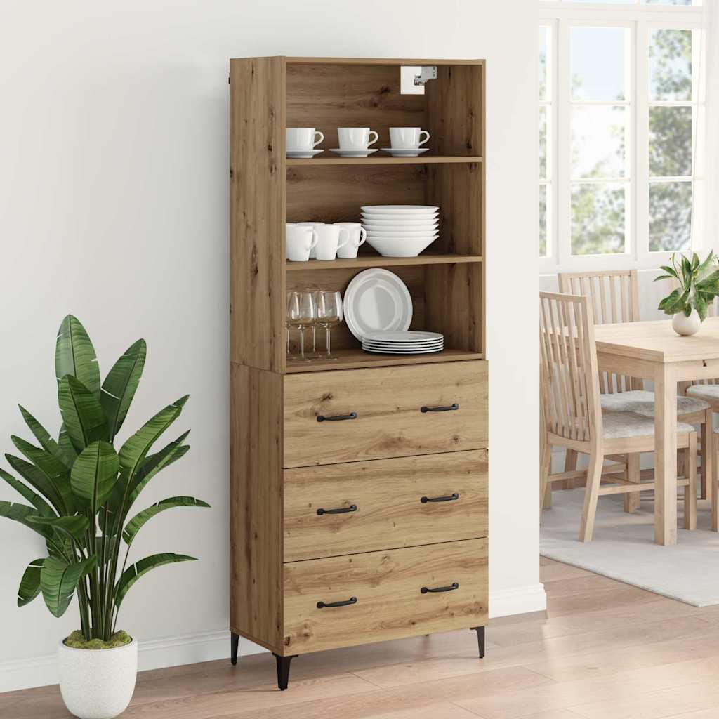 vidaXL Highboard z szufladą Dąb rzemieślniczy 69,5 x 34 x 180 cm