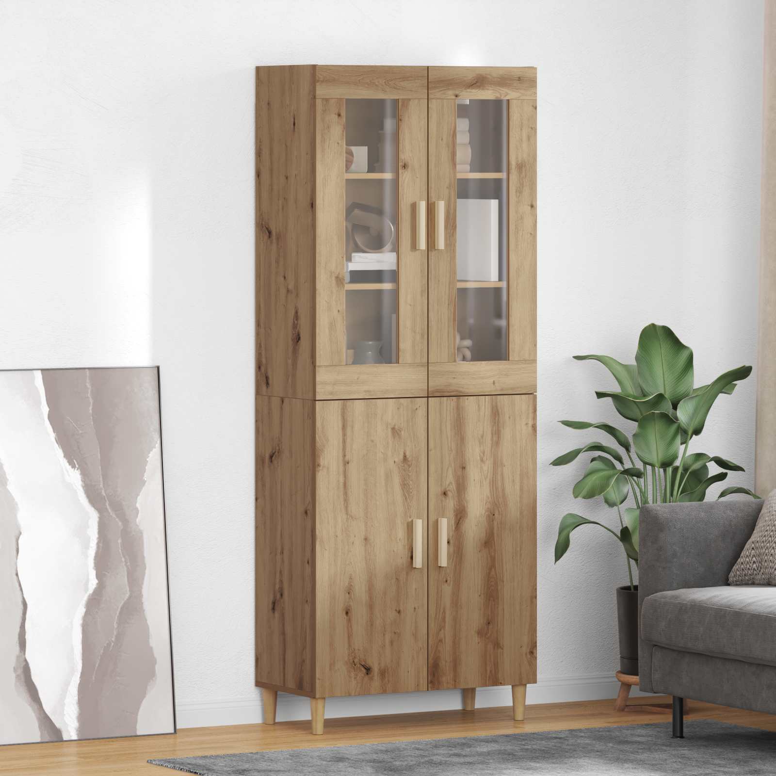 vidaXL Highboard Dąb rzemieślniczy 69,5 x 34 x 180 cm