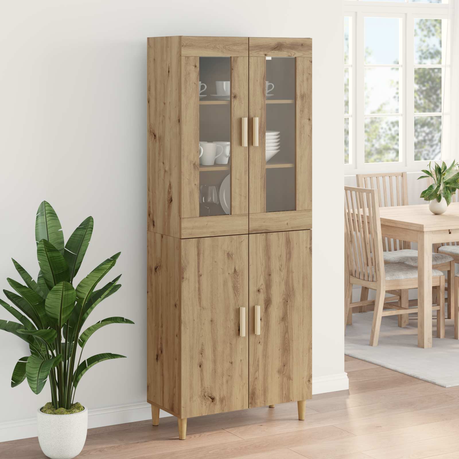 vidaXL Highboard Dąb rzemieślniczy 69,5 x 34 x 180 cm