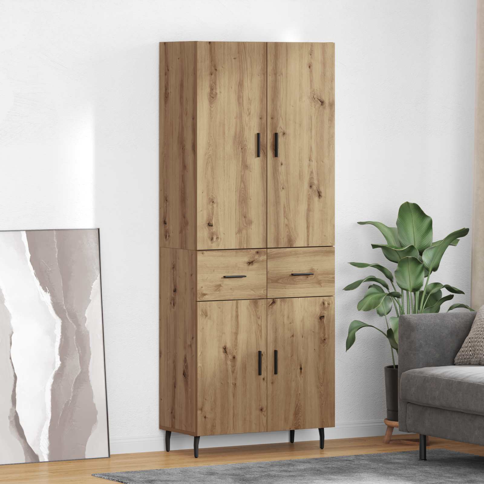 vidaXL Highboard 2 pcs Dąb rzemieślniczy 69,5 x 34 x 180 cm