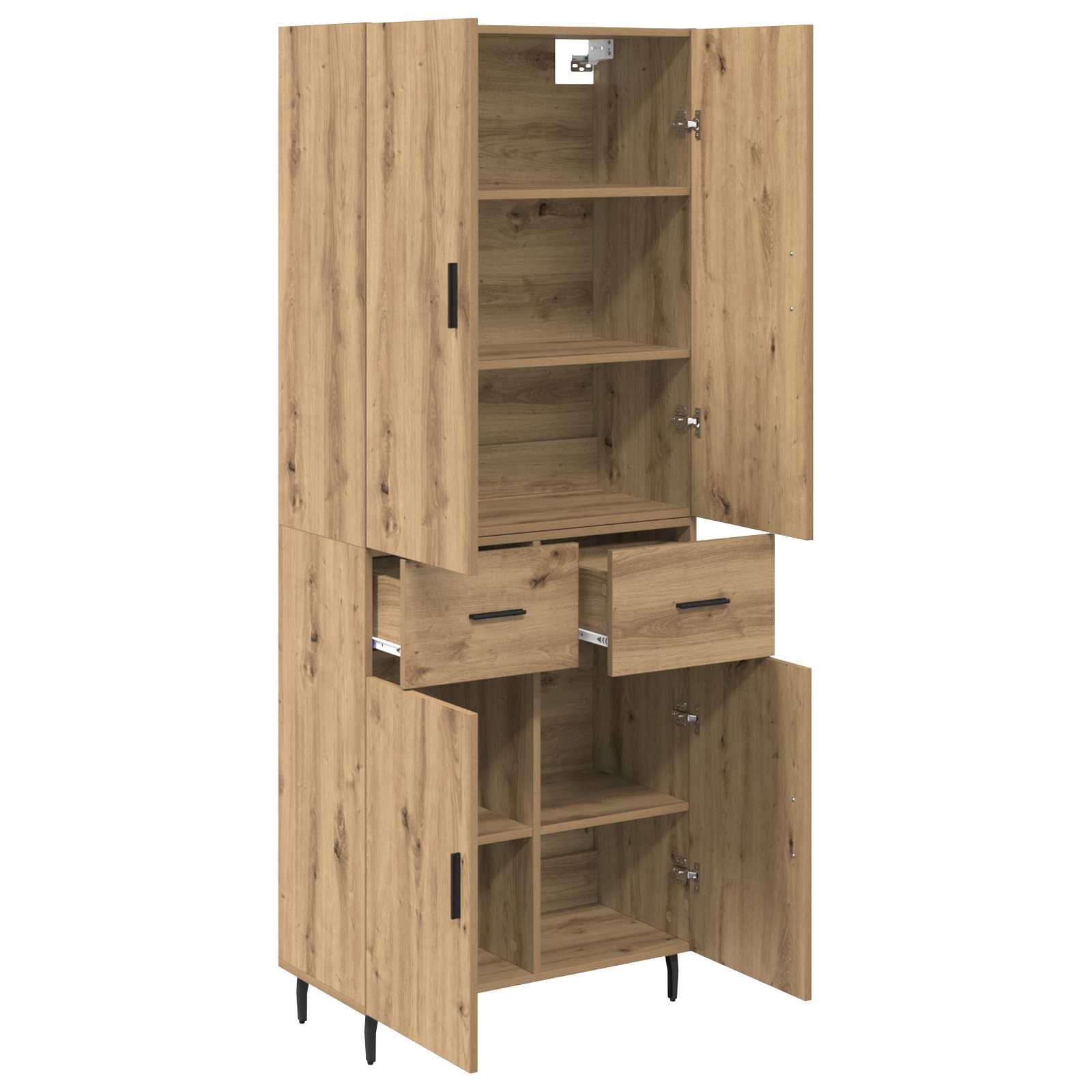 vidaXL Highboard 2 pcs Dąb rzemieślniczy 69,5 x 34 x 180 cm