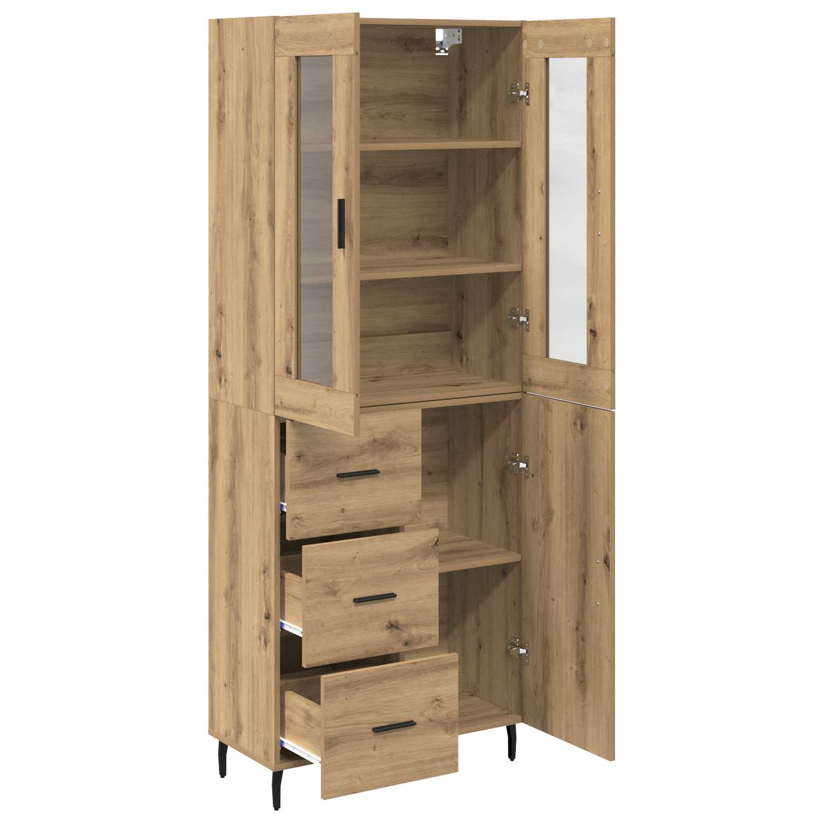 vidaXL Highboard 2 pcs Dąb rzemieślniczy Materiał drewnopochodny