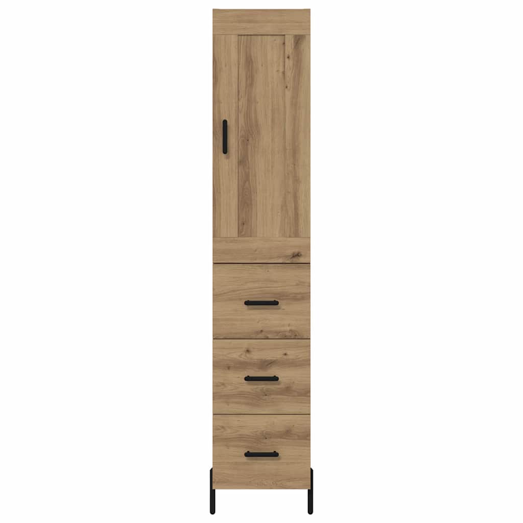 vidaXL Highboard z szufladą Dąb rzemieślniczy 34,5 x 34 x 180 cm