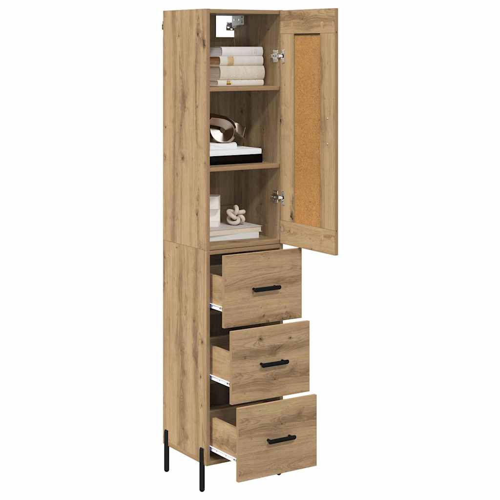 vidaXL Highboard z szufladą Dąb rzemieślniczy 34,5 x 34 x 180 cm