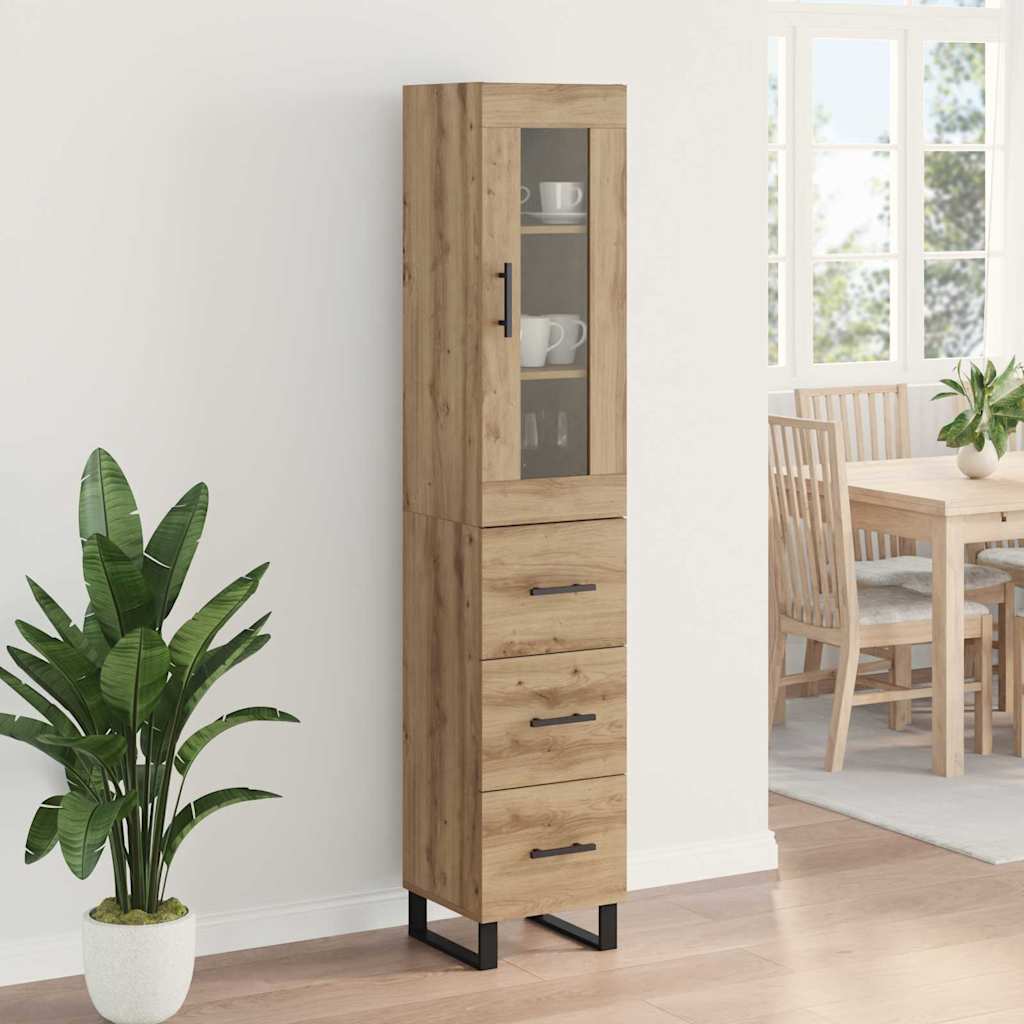 vidaXL Highboard z szufladą Dąb rzemieślniczy 34,5 x 34 x 180 cm