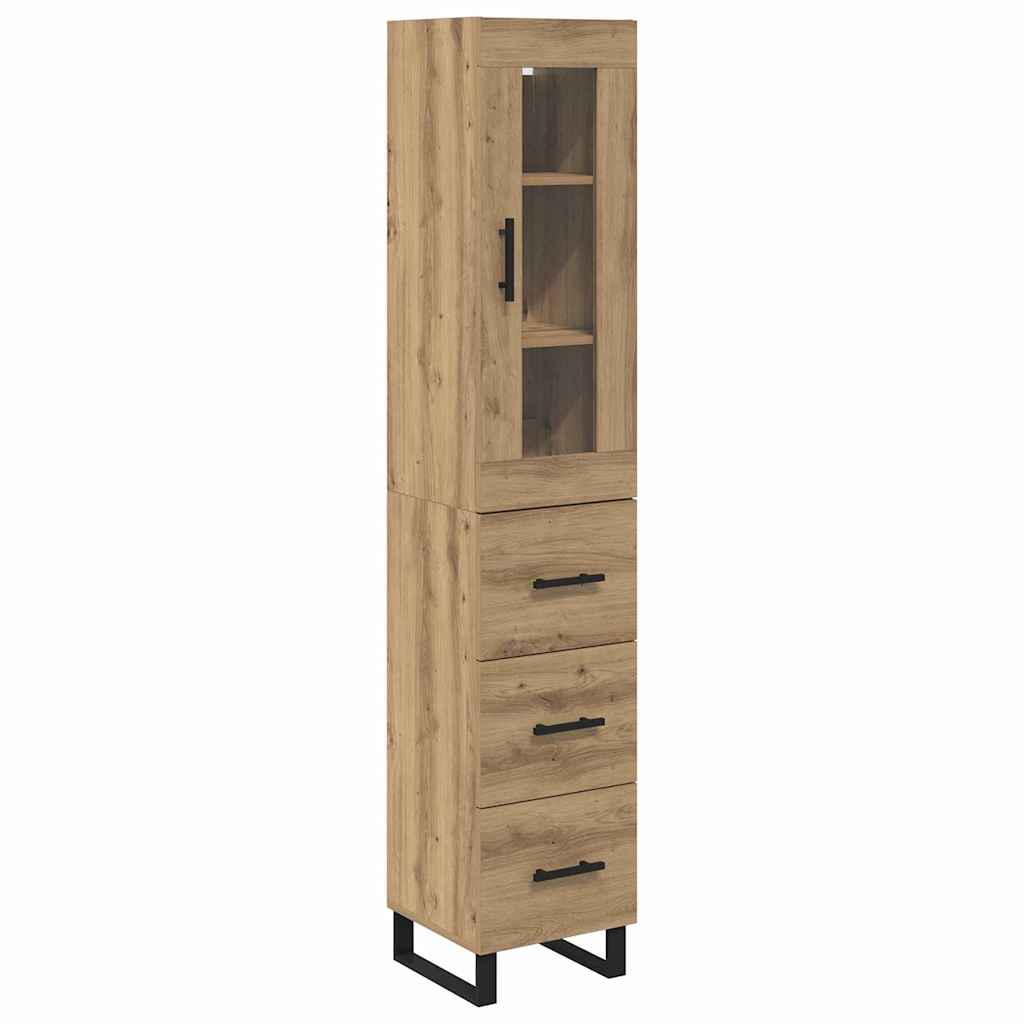 vidaXL Highboard z szufladą Dąb rzemieślniczy 34,5 x 34 x 180 cm