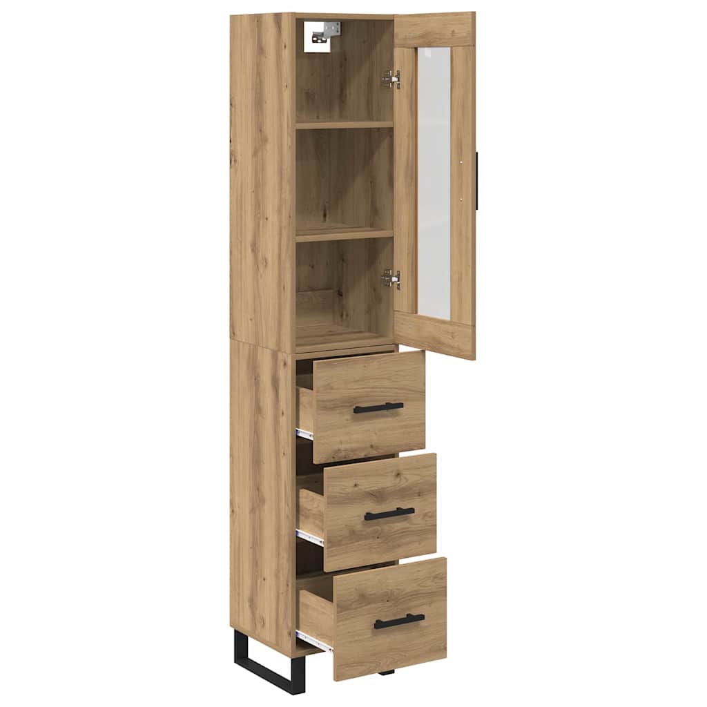 vidaXL Highboard z szufladą Dąb rzemieślniczy 34,5 x 34 x 180 cm