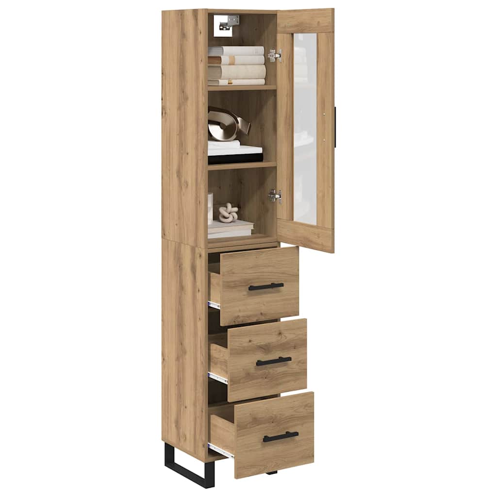 vidaXL Highboard z szufladą Dąb rzemieślniczy 34,5 x 34 x 180 cm