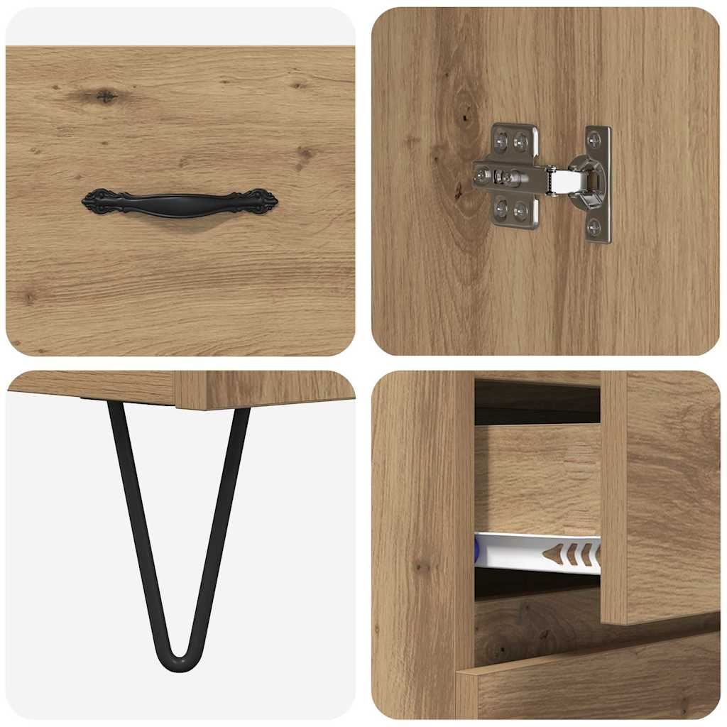 vidaXL Highboard 2 pcs Dąb rzemieślniczy Drewno inżynieryjne i szkło