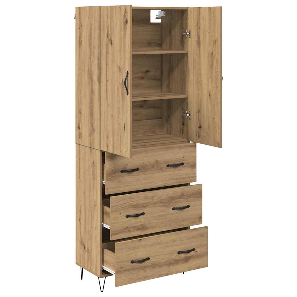 vidaXL Highboard 2 pcs Dąb rzemieślniczy Drewno inżynieryjne i szkło