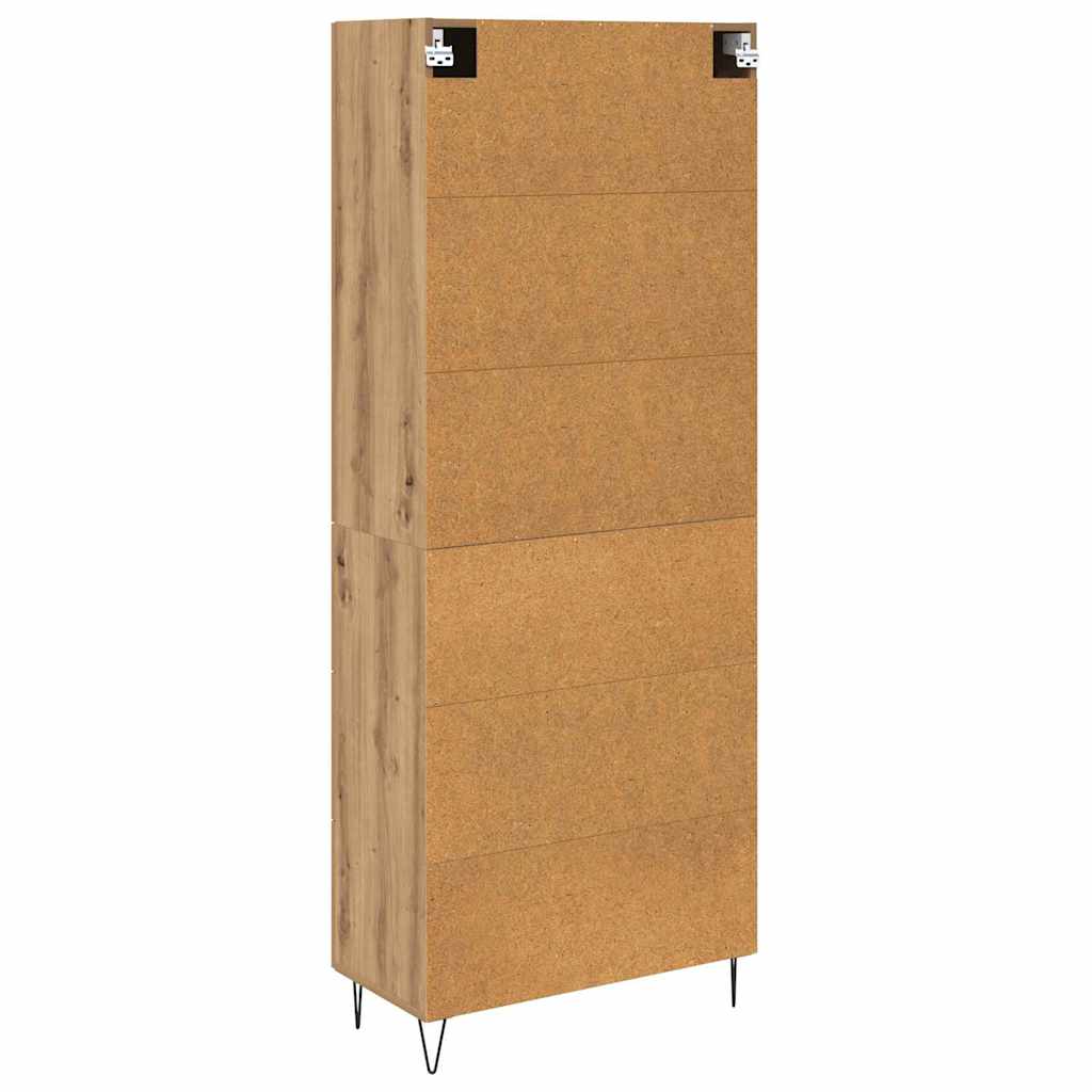 vidaXL Highboard 2 pcs Dąb rzemieślniczy Drewno inżynieryjne i szkło