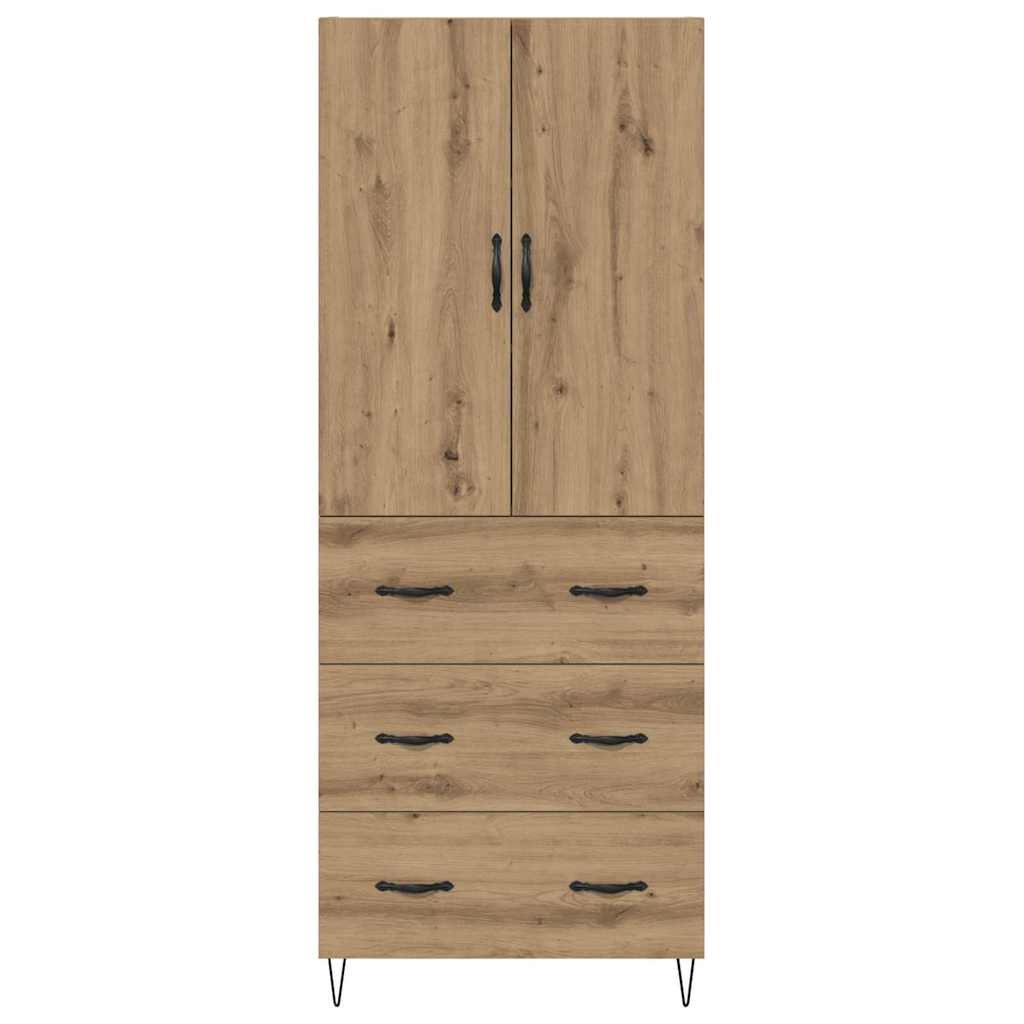 vidaXL Highboard 2 pcs Dąb rzemieślniczy Drewno inżynieryjne i szkło