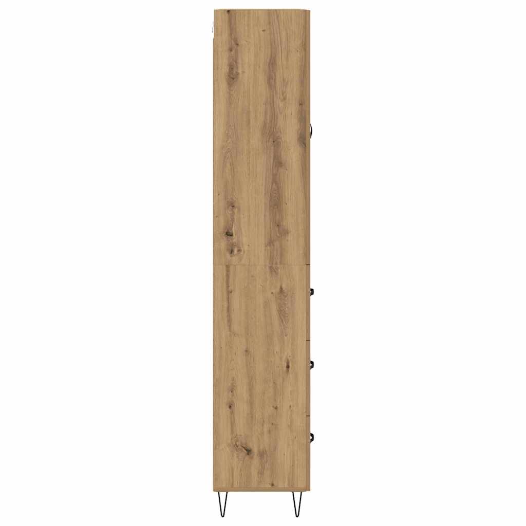 vidaXL Highboard 2 pcs Dąb rzemieślniczy Drewno inżynieryjne i szkło