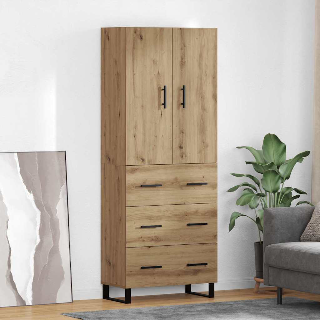vidaXL Highboard z szufladą 2 pcs Dąb rzemieślniczy 69,5 x 34 x 180 cm