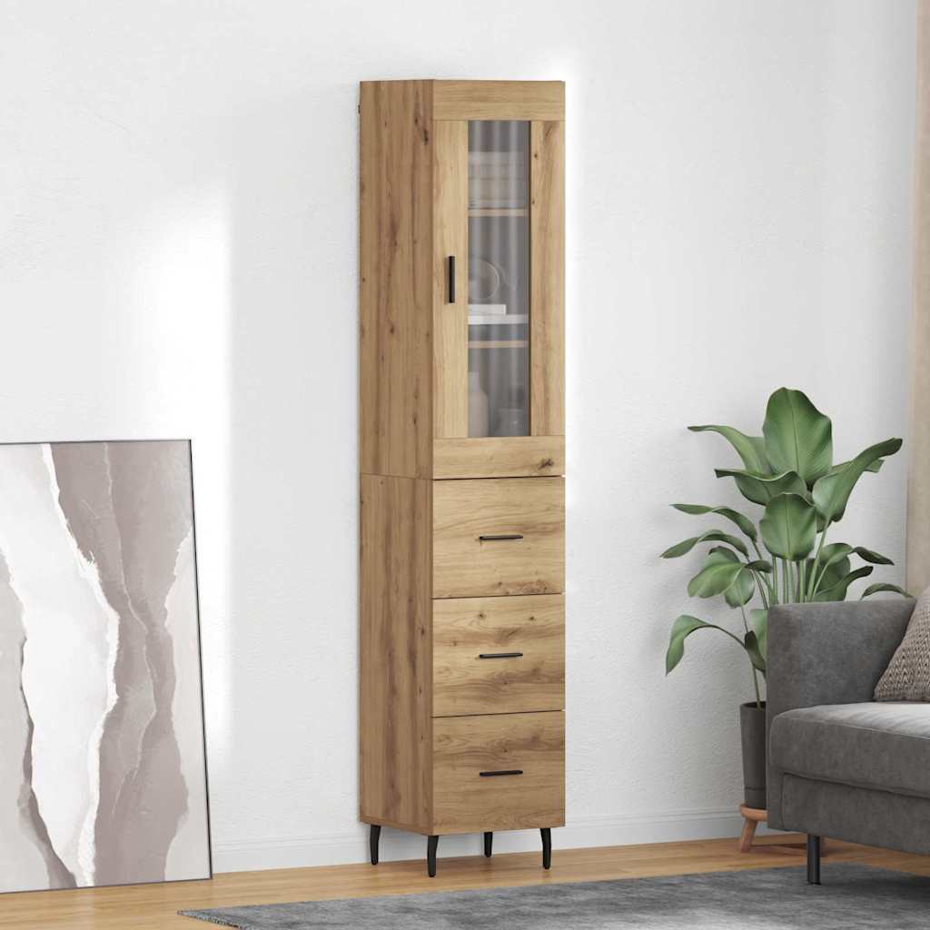 vidaXL Highboard z szufladą Dąb rzemieślniczy 34,5 x 34 x 180 cm