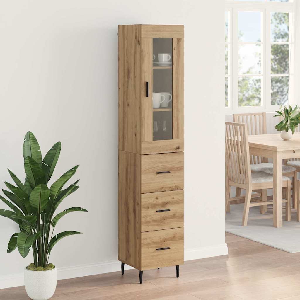 vidaXL Highboard z szufladą Dąb rzemieślniczy 34,5 x 34 x 180 cm