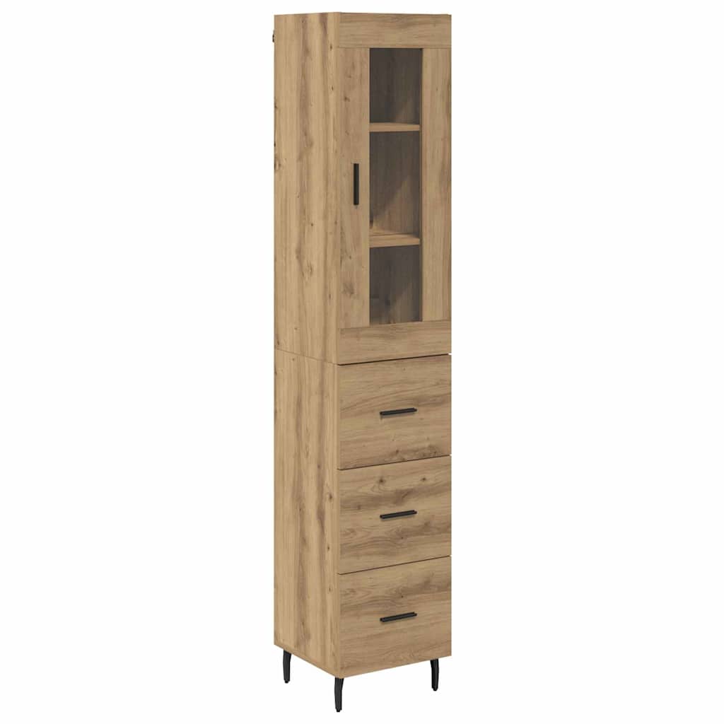 vidaXL Highboard z szufladą Dąb rzemieślniczy 34,5 x 34 x 180 cm