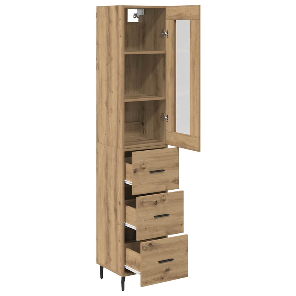 vidaXL Highboard z szufladą Dąb rzemieślniczy 34,5 x 34 x 180 cm