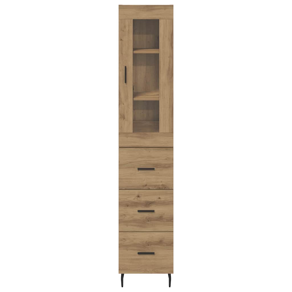 vidaXL Highboard z szufladą Dąb rzemieślniczy 34,5 x 34 x 180 cm