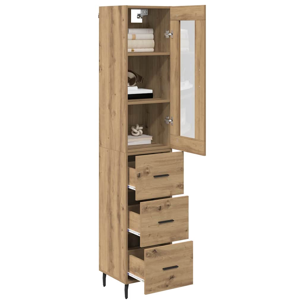 vidaXL Highboard z szufladą Dąb rzemieślniczy 34,5 x 34 x 180 cm