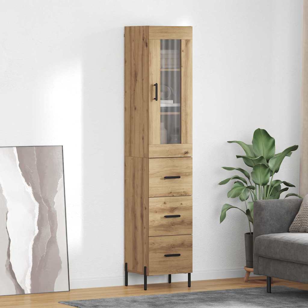 vidaXL Highboard z szufladą Dąb rzemieślniczy 34,5 x 34 x 180 cm