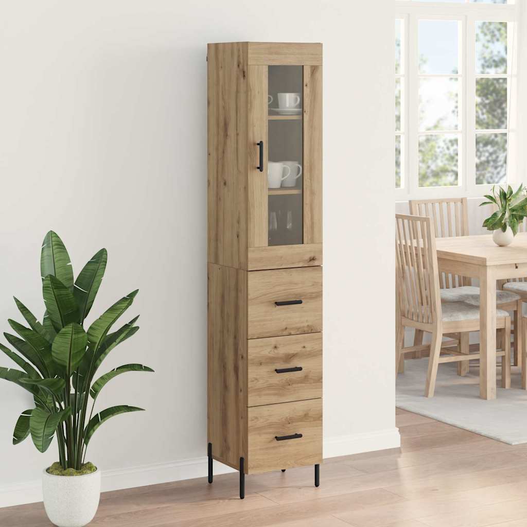 vidaXL Highboard z szufladą Dąb rzemieślniczy 34,5 x 34 x 180 cm