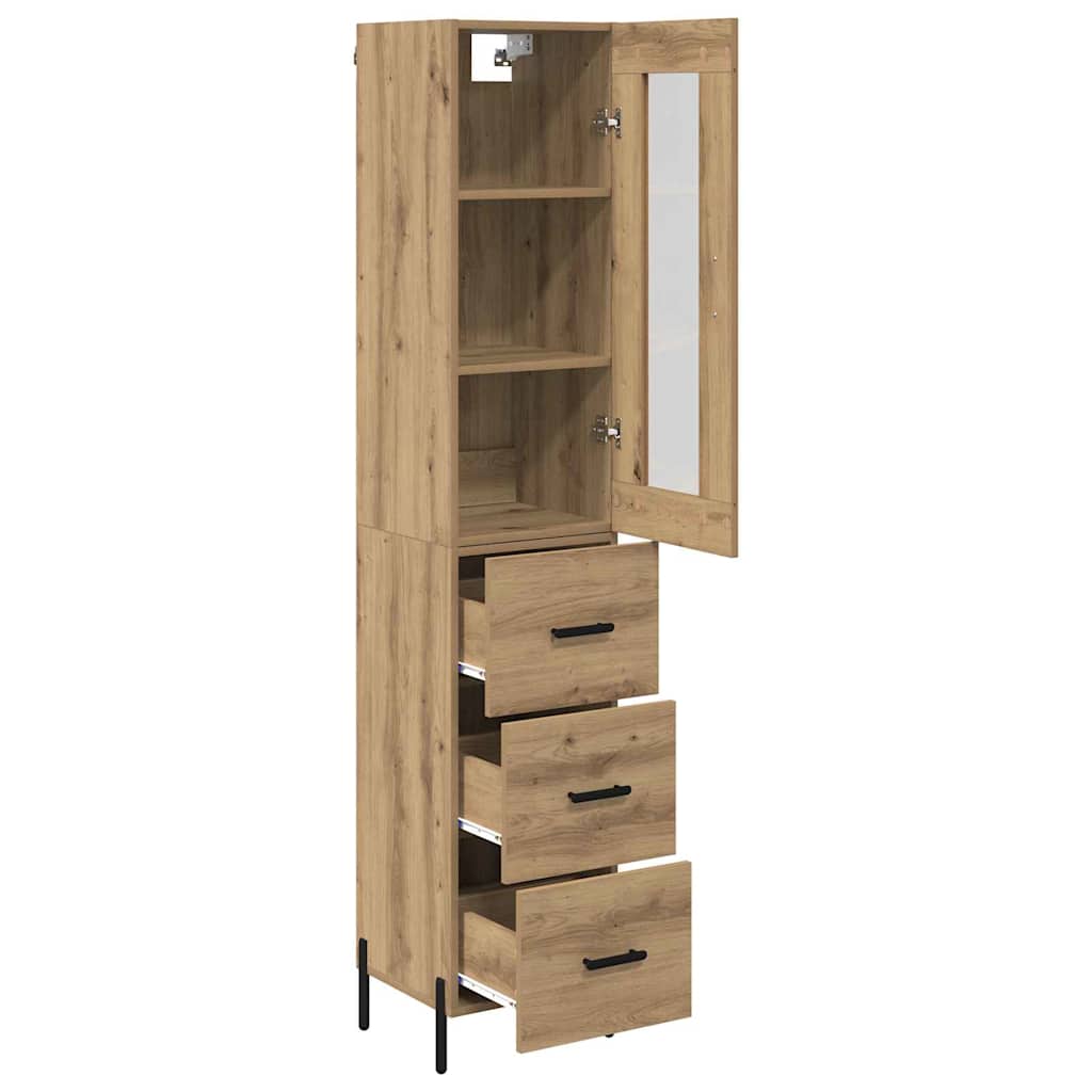 vidaXL Highboard z szufladą Dąb rzemieślniczy 34,5 x 34 x 180 cm