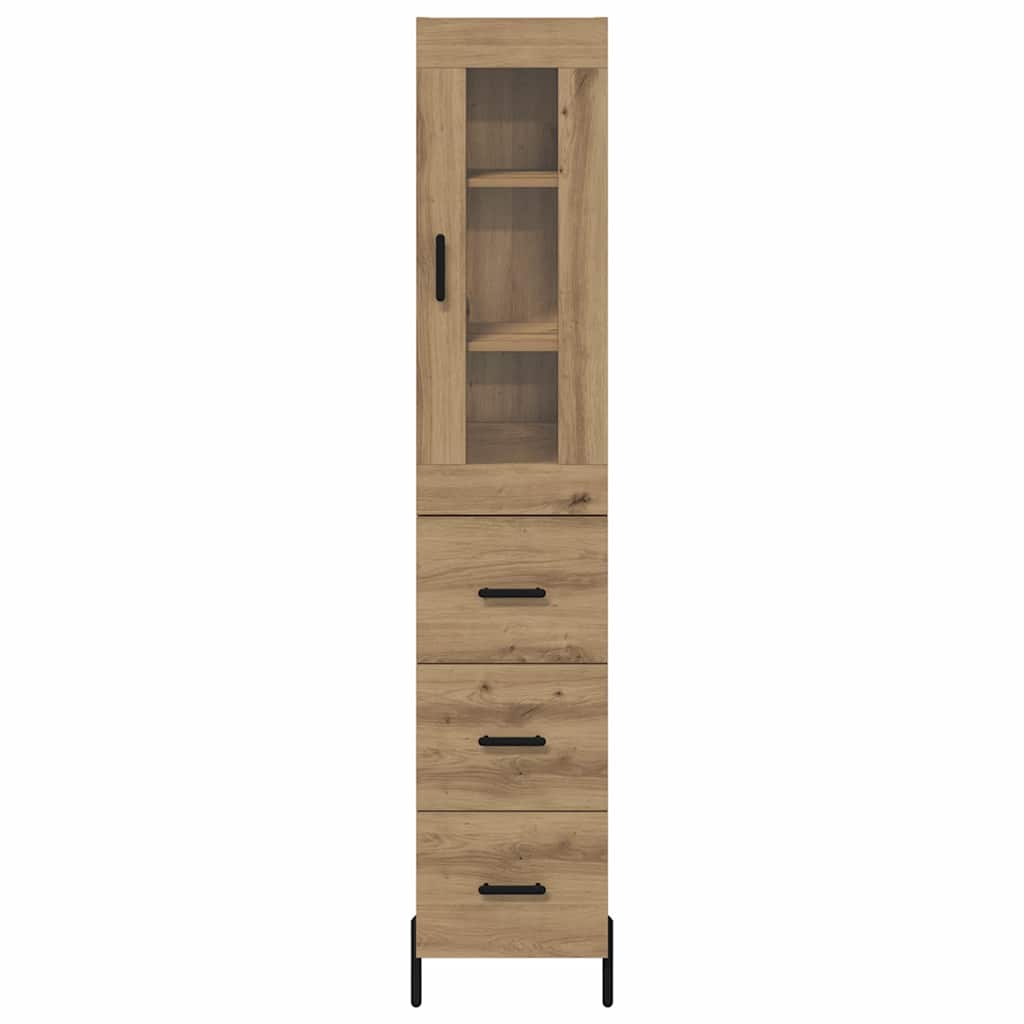vidaXL Highboard z szufladą Dąb rzemieślniczy 34,5 x 34 x 180 cm