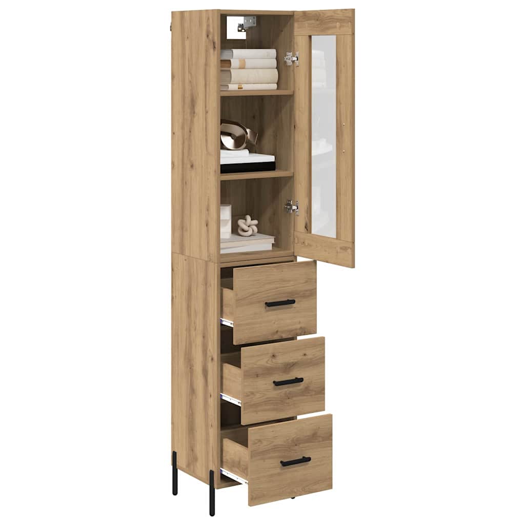 vidaXL Highboard z szufladą Dąb rzemieślniczy 34,5 x 34 x 180 cm