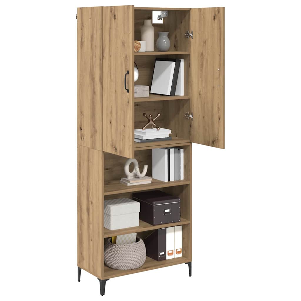 vidaXL Highboard Dąb rzemieślniczy 69,5 x 34 x 180 cm