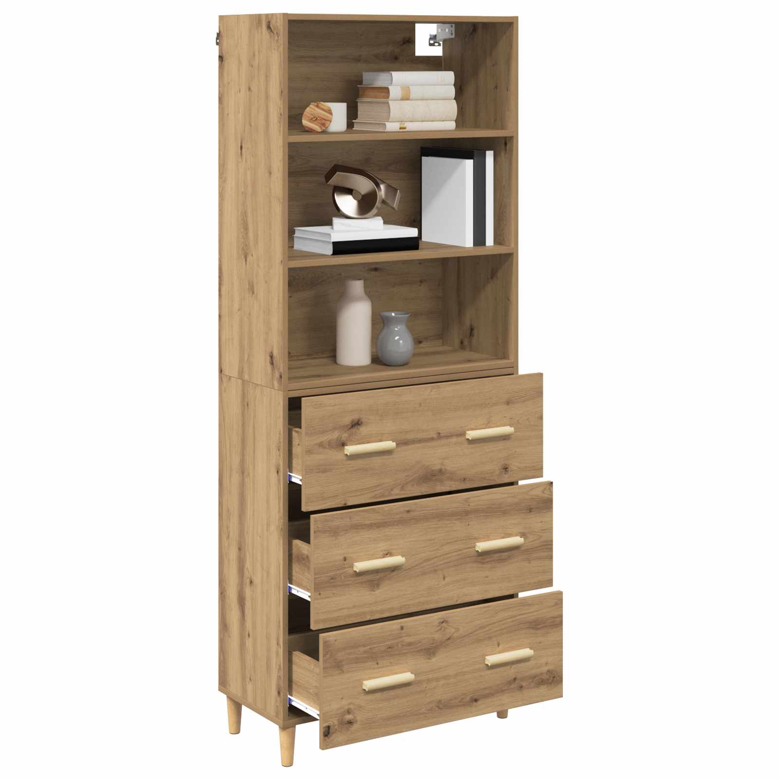 vidaXL Highboard z szufladą Dąb rzemieślniczy 69,5 x 32,5 x 180 cm