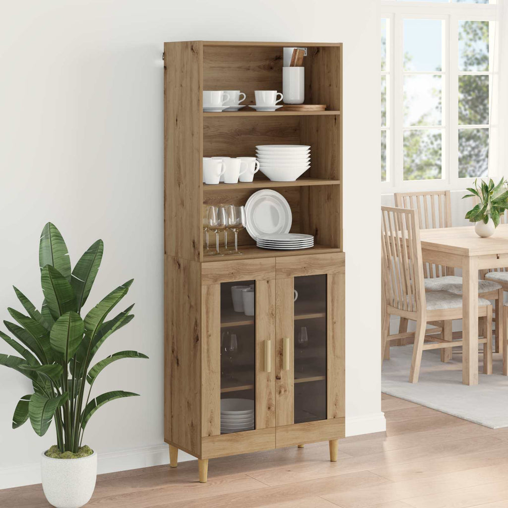 vidaXL Highboard Dąb rzemieślniczy 69,5 x 32,5 x 180 cm