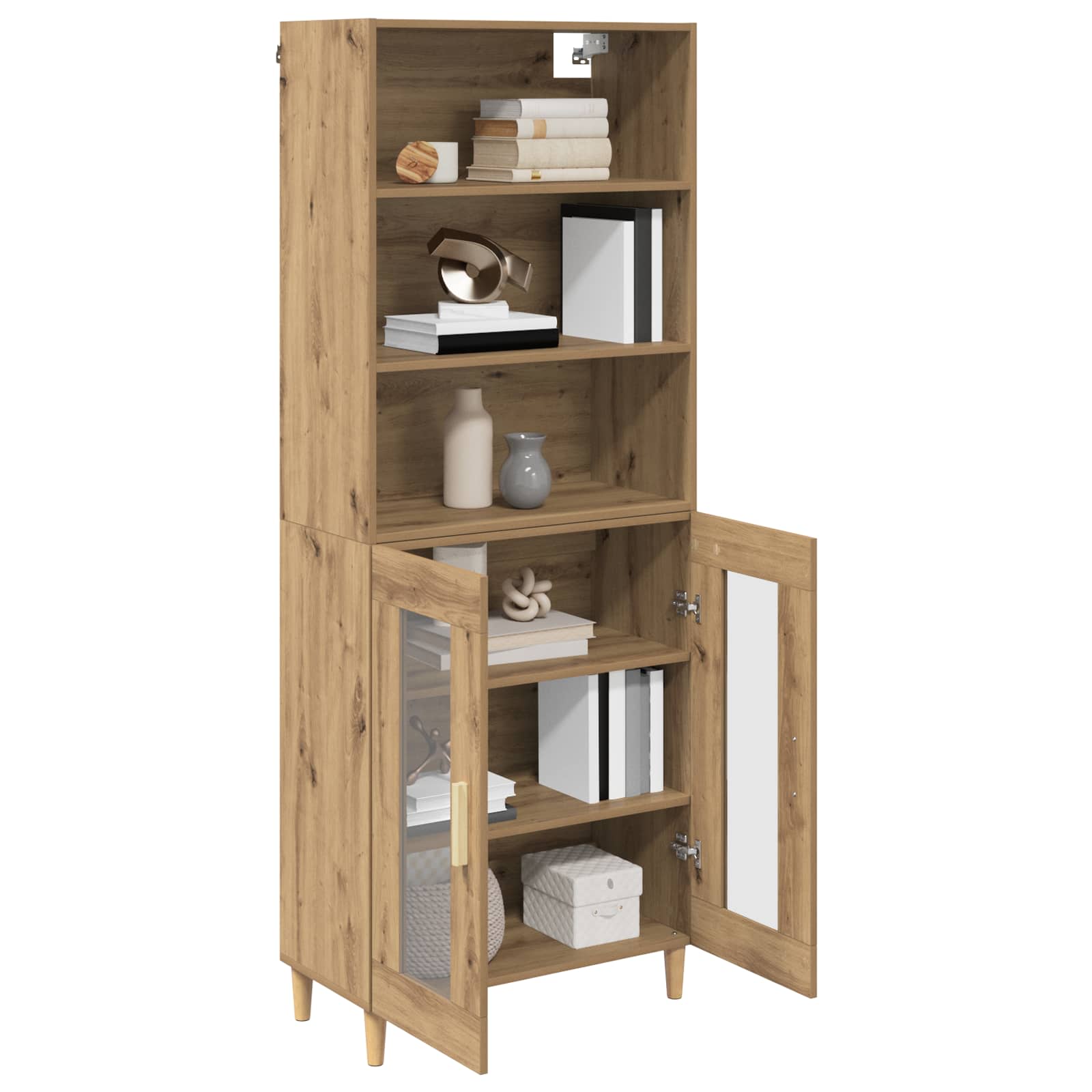 vidaXL Highboard Dąb rzemieślniczy 69,5 x 32,5 x 180 cm