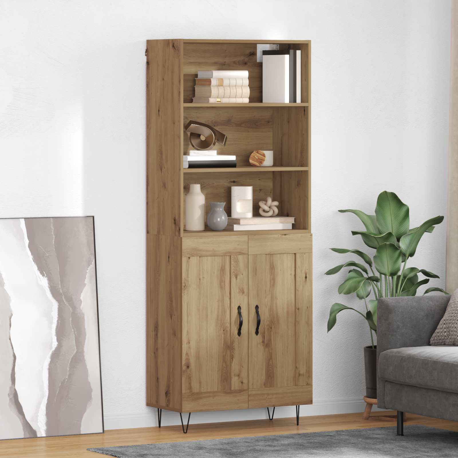 vidaXL Highboard 2 szt. Dąb rzemieślniczy 69,5 x 34 x 180 cm