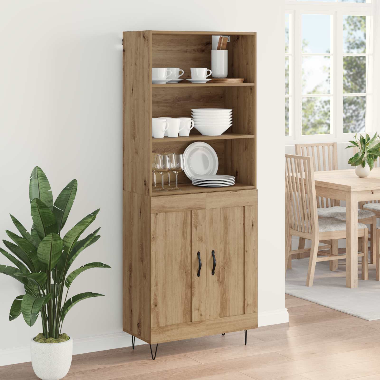 vidaXL Highboard 2 szt. Dąb rzemieślniczy 69,5 x 34 x 180 cm