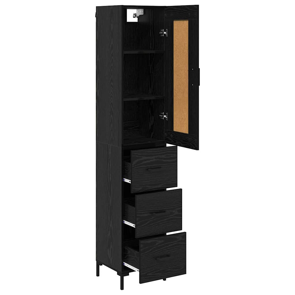 vidaXL Highboard Czarny Dąb 34,5 x 34 x 180 cm Materiał drewnopochodny