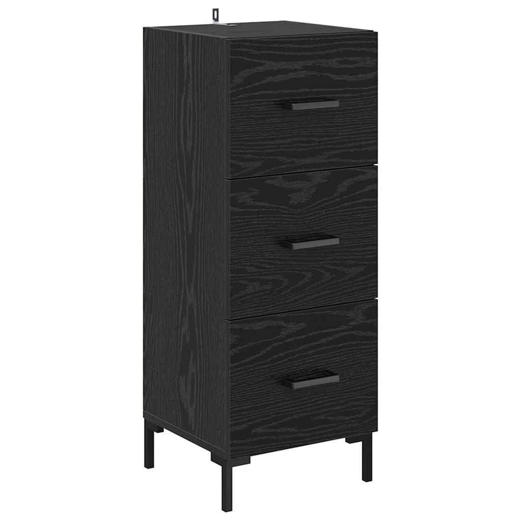 vidaXL Highboard Czarny Dąb 34,5 x 34 x 180 cm Materiał drewnopochodny