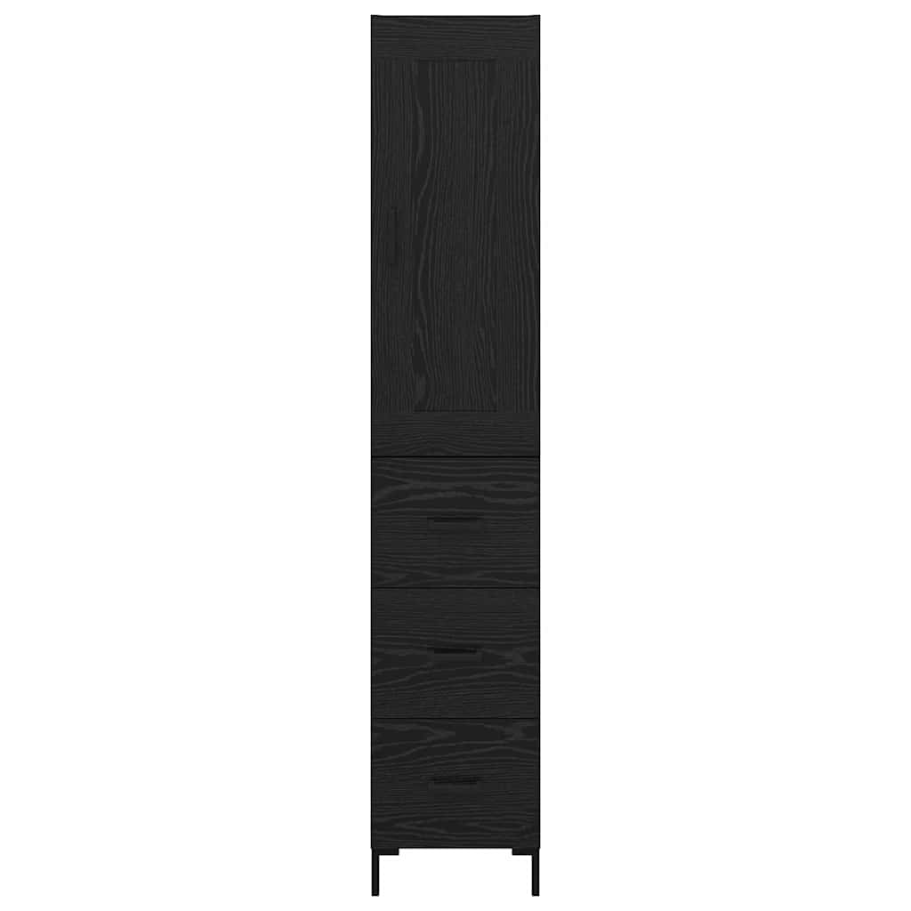 vidaXL Highboard Czarny Dąb 34,5 x 34 x 180 cm Materiał drewnopochodny
