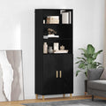 vidaXL Highboard Czarny Dąb 69,5 x 32,5 x 180 cm