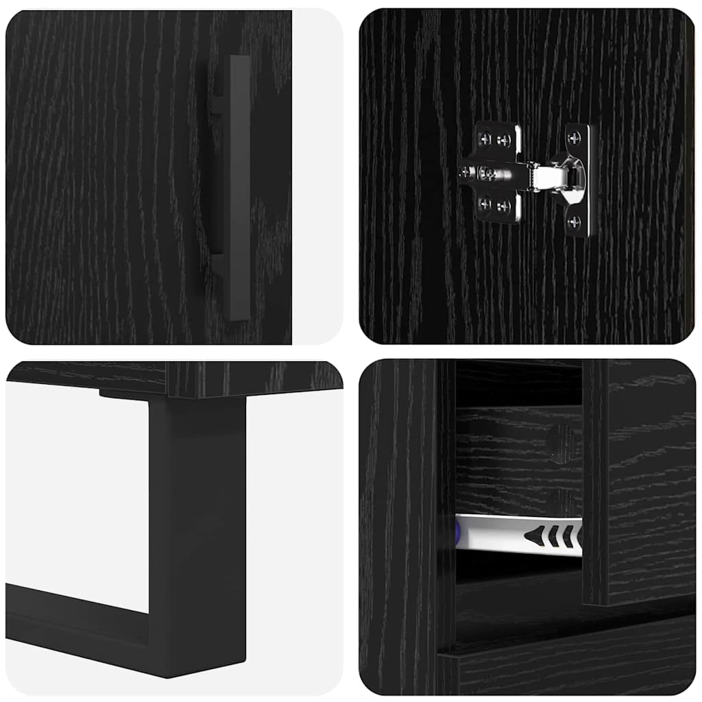vidaXL Highboard Czarny Dąb 69,5 x 34 x 180 cm Materiał drewnopochodny