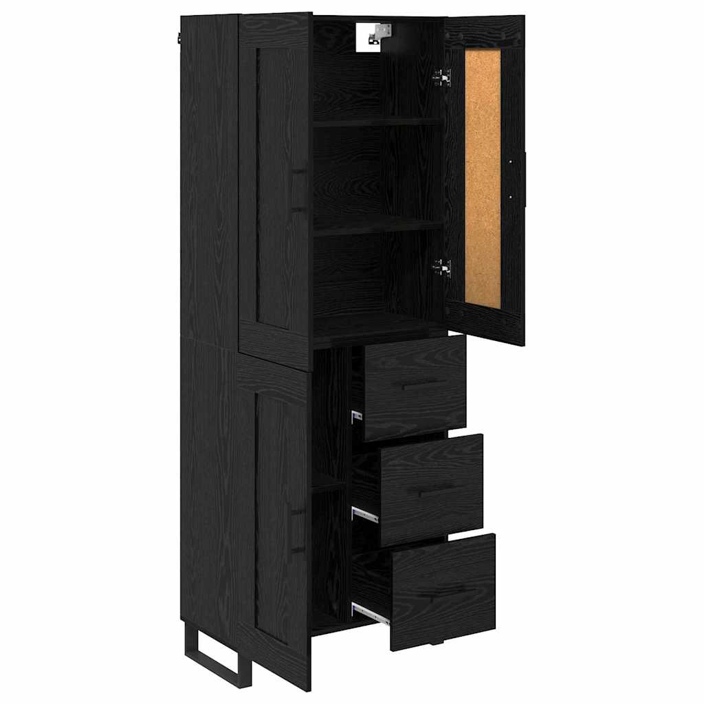 vidaXL Highboard Czarny Dąb 69,5 x 34 x 180 cm Materiał drewnopochodny