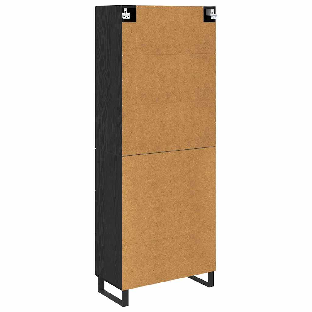 vidaXL Highboard Czarny Dąb 69,5 x 34 x 180 cm Materiał drewnopochodny
