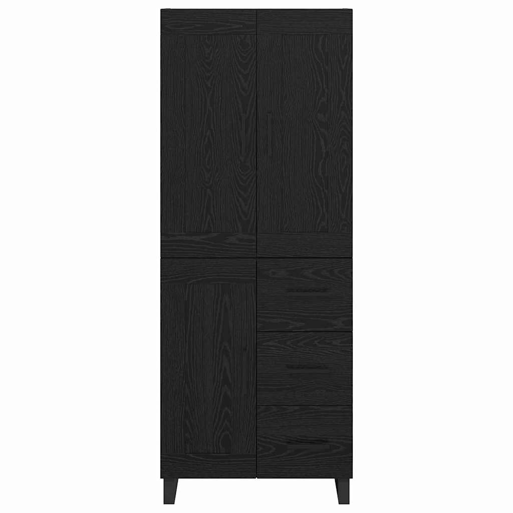vidaXL Highboard Czarny Dąb 69,5 x 34 x 180 cm Materiał drewnopochodny