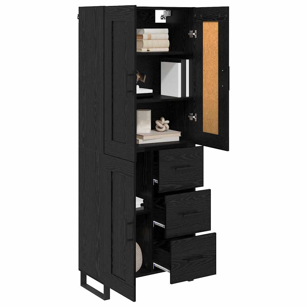 vidaXL Highboard Czarny Dąb 69,5 x 34 x 180 cm Materiał drewnopochodny