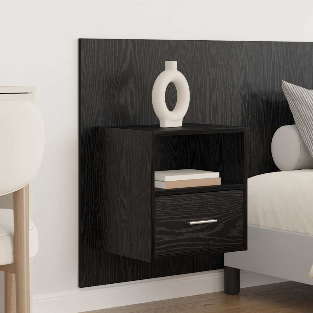 vidaXL Zagłówek z szafką 3 pcs Czarny Dąb Materiał drewnopochodny